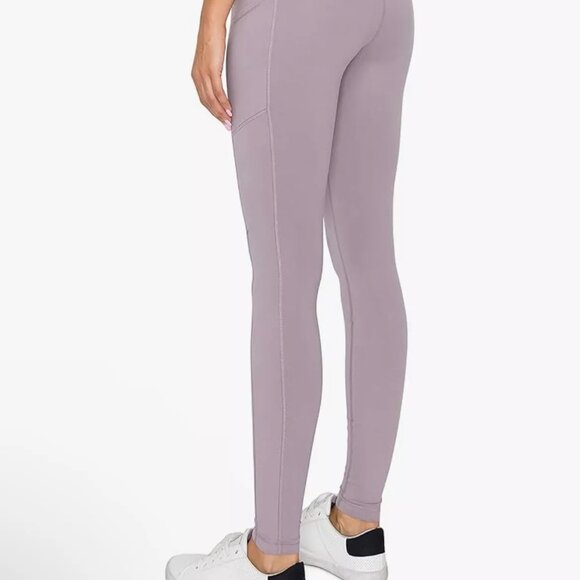 Women Premium 240GSM Nylon Active Leggings w/Pockets Color Violet Verbena S-XL - Picture 3 of 4